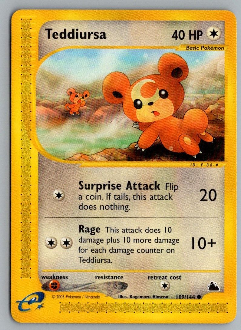 Teddiursa 109/144 Common Skyridge Pokemon Lightly Played