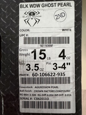 New Hammer Black Widow Ghost Pearl Bowling Ball | PRO CG 15lb | eBay