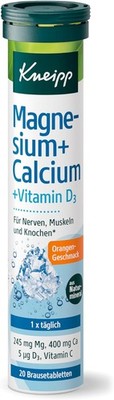 Kneipp Brausetabletten Magnesium +Calcium &Vitamin D3, Orangen-Geschmack, 20 Stk
