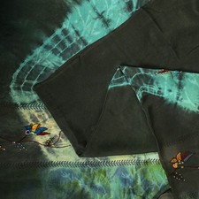 Sanskriti Vintage Saree Black Soft Pure Crepe Silk Tie-Dye-Hand Bead Sari 5.5 Yd