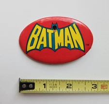 VINTAGE 1970 BATMAN PROMO BUTTON - DC COMICS BAT SYMBOL LOGO PIN