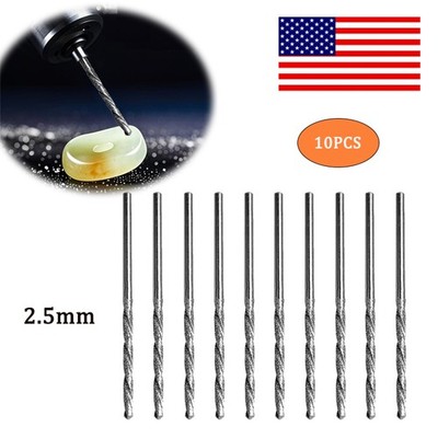 10x Diamond Grit Coated Drill Bits - Professional for Glass/Gemstone/Tile 2.5mm
