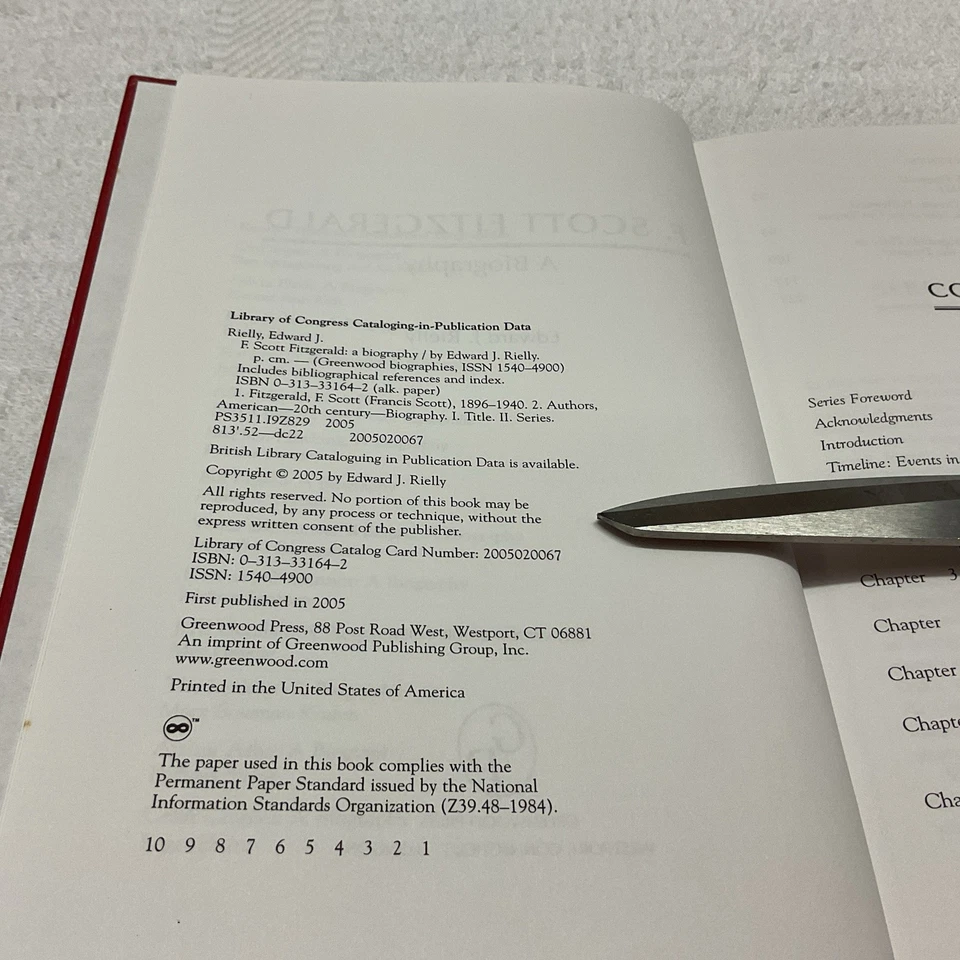 F. Scott Fitzgerald: A Biography by Edward J. Rielly (English) Hardcover Book - Image 4 of 4