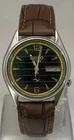 Vintage Casual Automatic Seiko5 Black Dial 7009 with "D/D" Watch Leather Strap