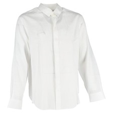 Giorgio Armani Hidden Button Long Sleeve Shirt In White Cotton Men Black Size 43