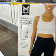 Member's Mark Women's Seamless Racerback Medium Support Sports Bra White Sz L