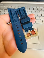 OFFICINE PANERAI 24mm Watch Strap Blue Silicone/Rubber Strap Band With Buckle