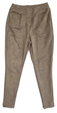 A New Day Brown faux Sueded skinny Pants elastic waist pockets Size Large