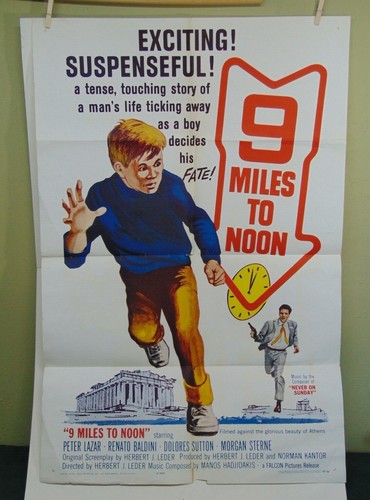 Nine Miles To Noon (1964) Movie Poster 27 x 41 1-Sheet Original Rare Peter Lazar