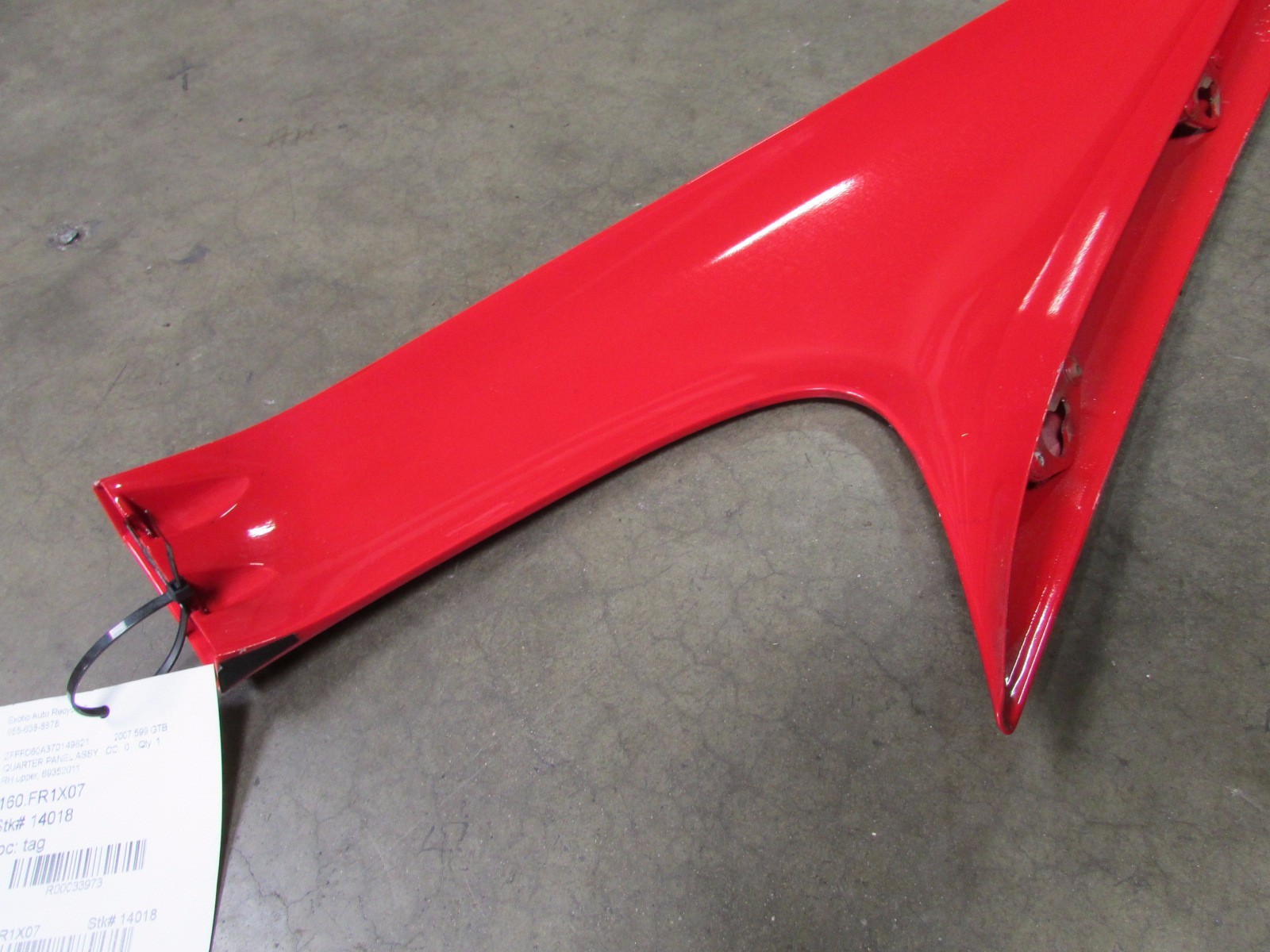 Ferrari 599 GTB, RH, Right Upper Quarter Panel, Red, Used, P/N 69352011