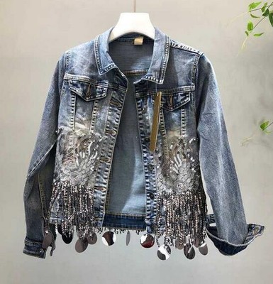 sequin blue jean jacket