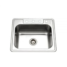 Houzer Glowtone 25" Stainless Steel Drop-in Topmount 4-hole Single Bowl 9" Deep