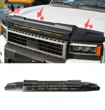 Black LED Bonnet Hood Guard Bug Deflector Fits For Land Cruiser LC250 2024-2026