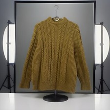 VINTAGE A Loch Erisort Garment 100 Pure New Virgin Wool Cable Knit Sweater L