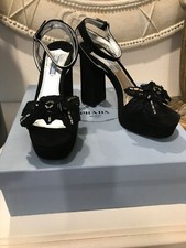 Prada black suede platform shoes with bead/raw edge detail $1,000 Size 39.5 NIB