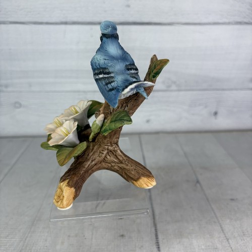 1981 Royal Carlton Arnart BLUE JAY VOGEL Blumen Zweig 6" signierte Figur - Bild 3 von 21