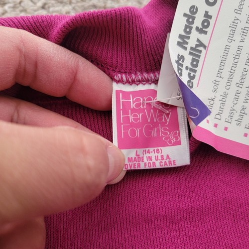 Vintage Hanes Her Way Girl's Pink Large 14-16 Crewneck Sweatshirt Solid NOS USA - Picture 8 of 15