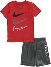 Nike 2 Piece T-Shirt Shorts Outfit Set Boys Size 7 red black