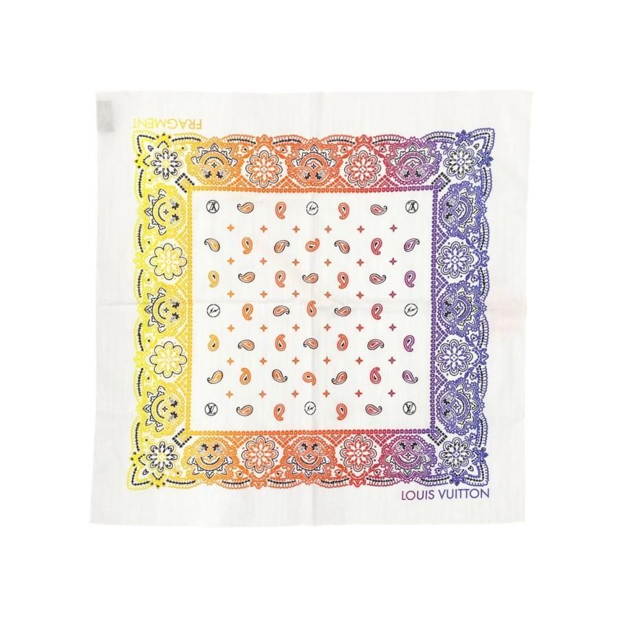 Louis Vuitton カラフルスカーフ 約95cm Louis Vuitton scarf silk 55×55cm fragment design Cotton White