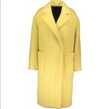 Beatrice B Yellow Coat Fleecy Alpaca Wool Patch Pockets Made In Italy Uk12 Bnwt