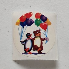 80s Vintage Lisa Frank Bear Penguin Pal with Balloons Sticker Mod 341776