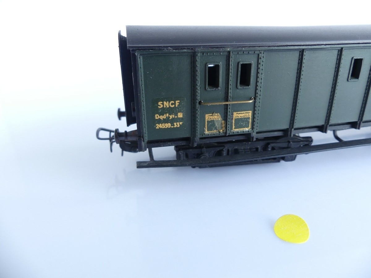 2) smcf metal ho fourgon a bogies a vigie sncf n° 24599 - Jeux & Jouets