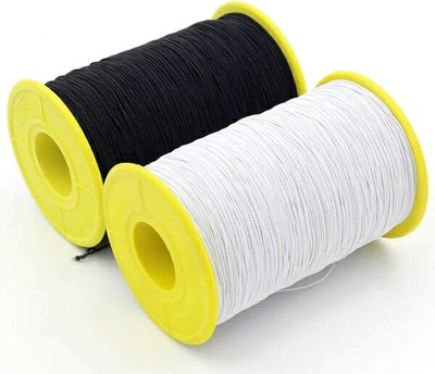 (2 Rolls) White and Black Elastic Thread 547 Yard Package 0.5Mm Thickn