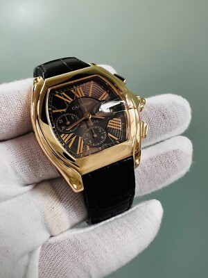 Cartier Ref 2848 Roadster Chronograph XL 18K Rose Gold Leather