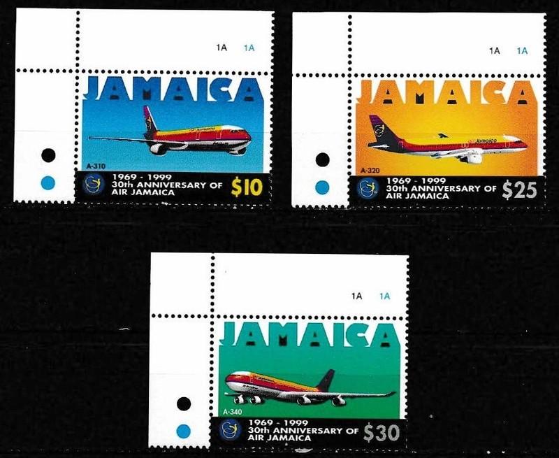 Jamaica 1999 30th Anniversary Air Jamaice SC# 905-907 MNH Mint/Never Hinged
