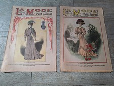 2 revues anciennes la mode du petit journal 1907 broderie cuisine revue