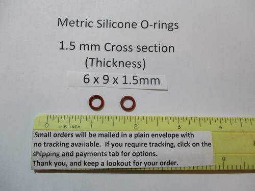 6 mm Innendurchmesser x 9 mm Außendurchmesser x 1,5 mm dick SILIKON O-Ring. Quan 2. - Bild 1 von 11