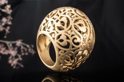Pomellato Ring Arabesque Großes Modell Mattierte Arbeit in Roségold 750 Schmuck