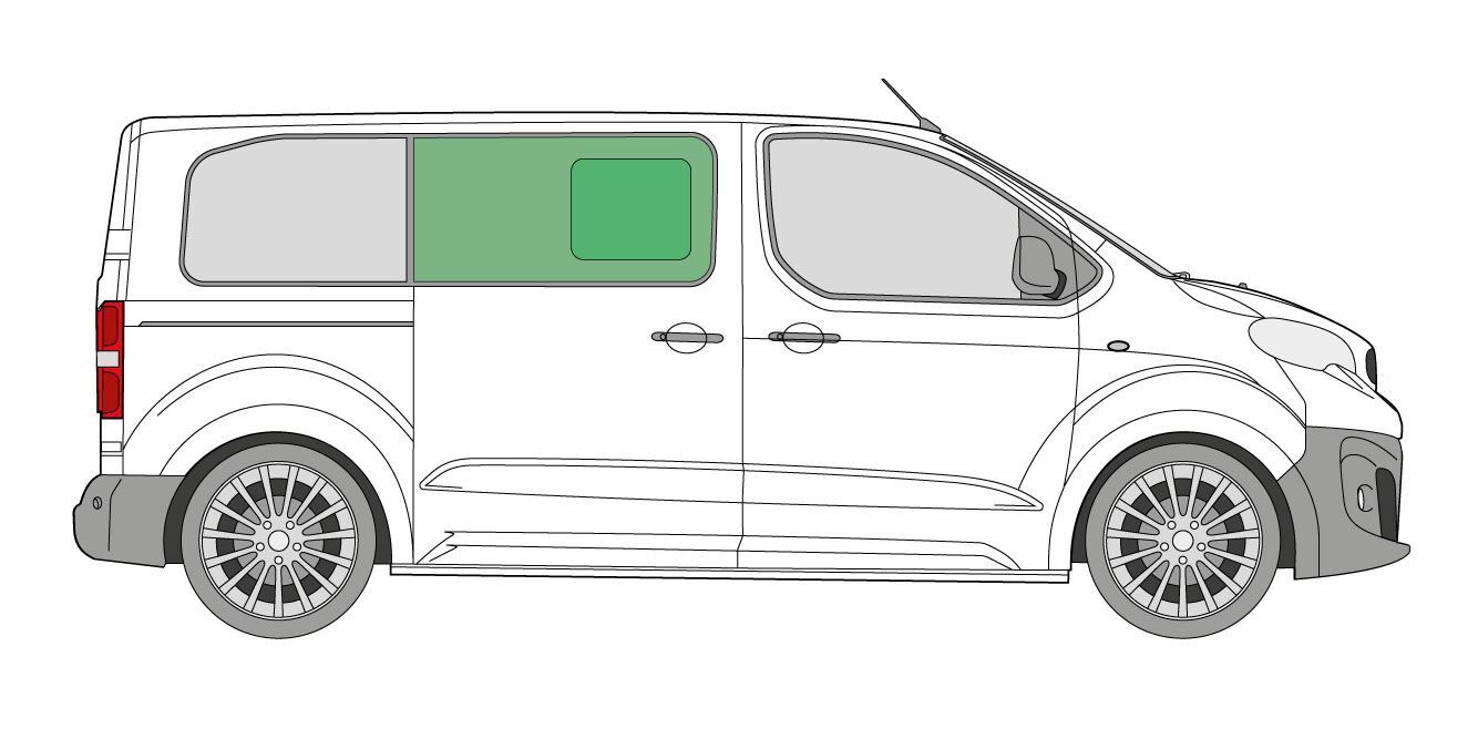OS/Right Sliding Opening Side Window Citroen Dispatch 2016 On MWB/LWB Tinted