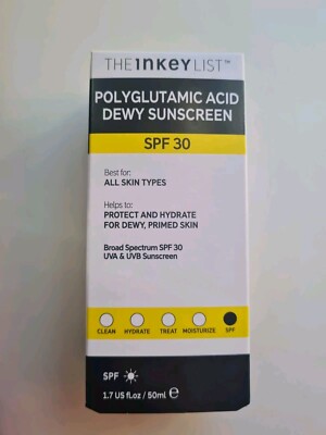 The INKEY List Polyglutaminsäure taufrische Sonnencreme LSF30 50ml Neu