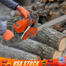 60cc Gas Powered Chainsaw with 22'' Guide Bar Saw Chain 2-Stroke Engine Cut Wood