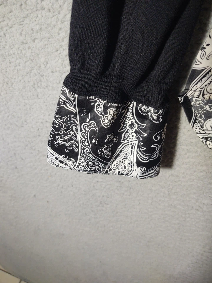 Camisa Essentials By Milano para mujer talla grande negra cachemira manga larga abotonada Foto 3 de 4