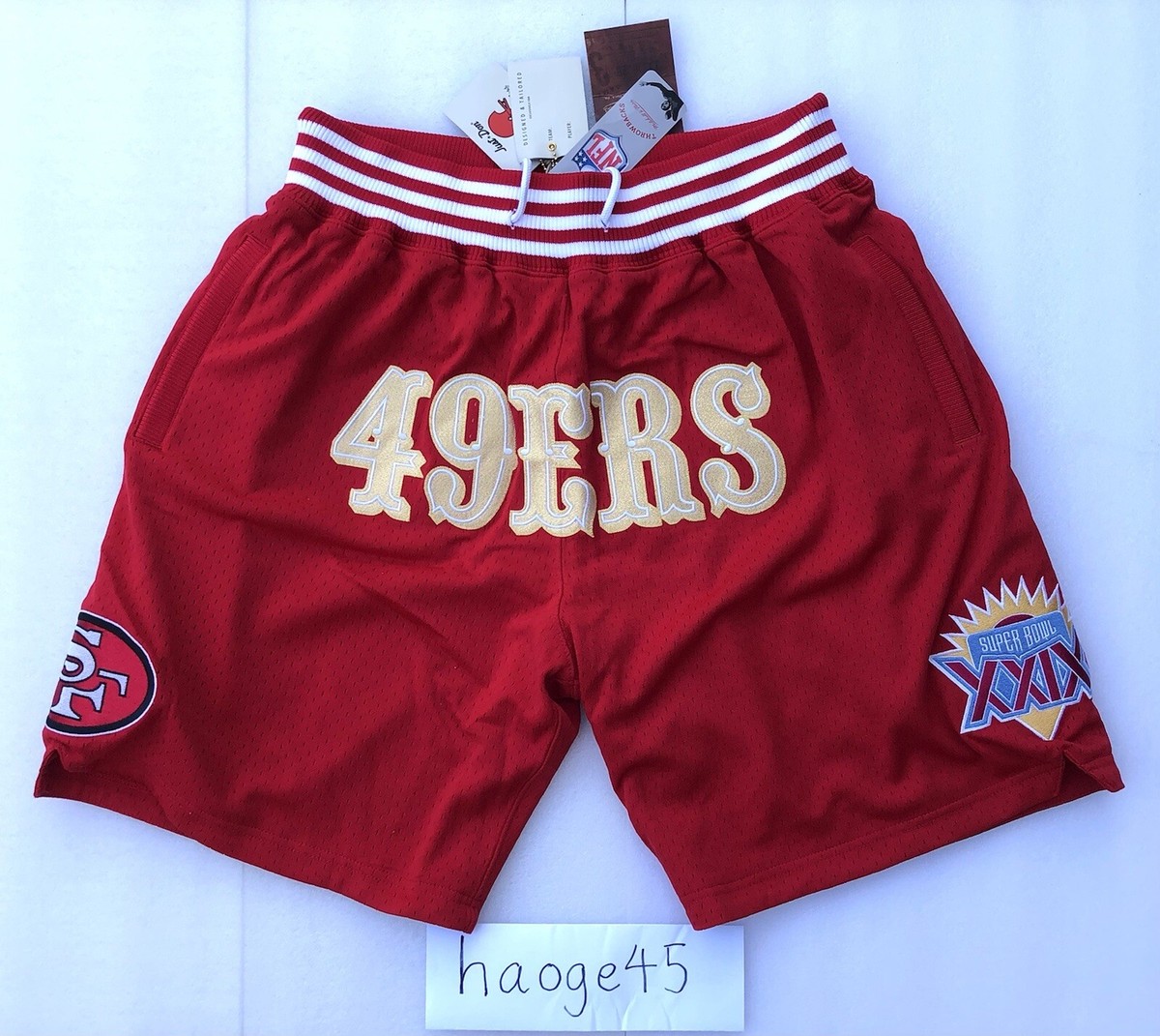 Just Don X Mitchell & Ness San Francisco 49ers Gold Rush Shorts XS