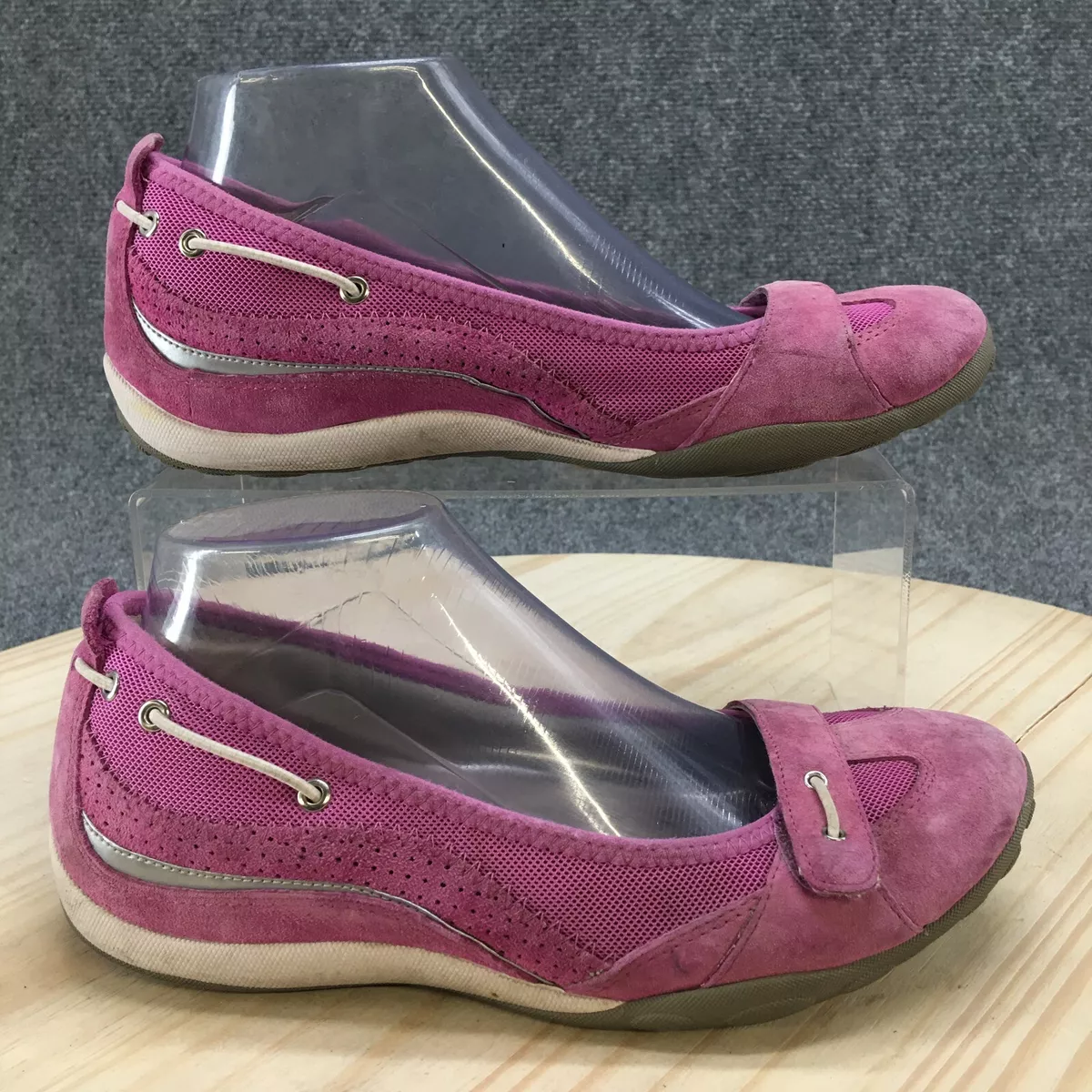 Clarks Privo Shoes Womens 8 M Slip On Flats Pink Suede Mesh Low