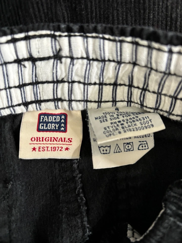 Faded Glory Corduroy Cargo Kids Pants Sz Yth L 14-16 Black Elastic Waist - Image 4 of 4