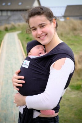 Joy and Joe Baby Wrap Schlinge Bio dehnbar Premium Träger, schwarz