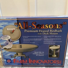 Farm Innovators 150W Outdoor Plastic Heated Birdbath w/Deck Mount & Perch, Tan