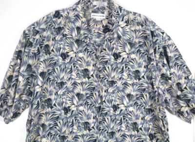 Pierre Cardin-Mens Hawaiian Shirt-Large-Button Down-Short Sleeve-100% Cotton