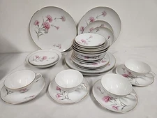 Royal Court Fine  Japan China Carnation Service For 4 Plates Bowls Cups Saucers