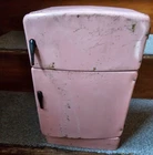 Vintage Wolverine Pink Tin Metal Litho Refrigerator 1950's 13.5" x 8"