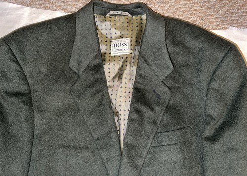 Mens VTG Hugo Boss Twenty Italy Green Wool Angora Sport Coat Blazer Jacket 42L - Picture 2 of 11