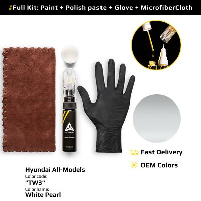 Touch up Paint for Hyundai Code: TW3 White Pearl Easy Apply Scratch Repair