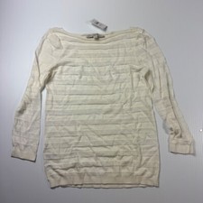 LOFT Textured Knit Top Layering Long Sleeve Boat Neck Sweater XS flawed