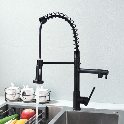Grifo mezclador de cocina cromado/mate tirón hacia abajo cubierta grifos giratorios montados - Imagen 21 de 70