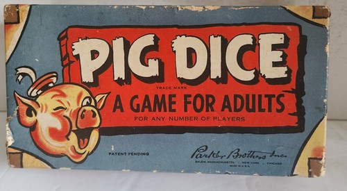 Vintage PIG DICE Game Parker Brothers WWII Era 1942 Bakelite Dice Complete