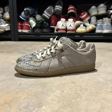 Maison Margiela GAT Sneakers Gray Men 9 42 Suede Leather Low Top Paint Splatter